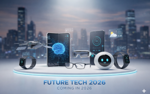 Future tech 2026 showcasing smart gadgets, AI-powered devices, wearable technology, and advanced digital innovation.